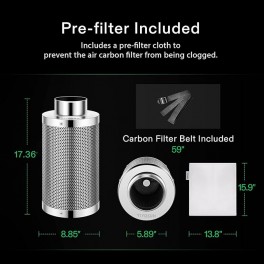 HARVEMAX Lite 6"/150mm Carbon Filter ,H=35