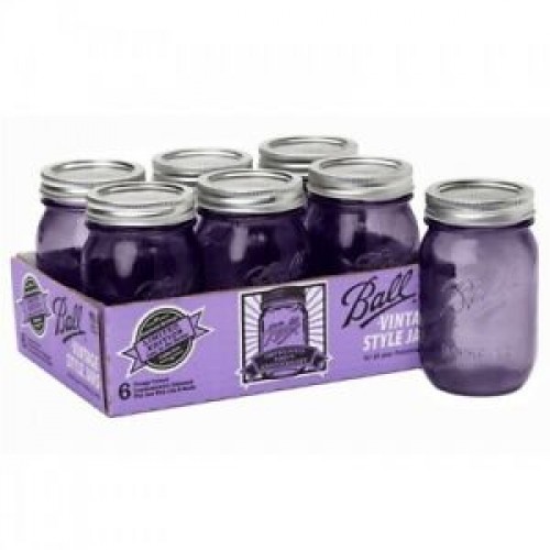 BALL HERITAGE COLLECTION PURPLE PINT JARS & LIDS X 6 (Free Shipping)