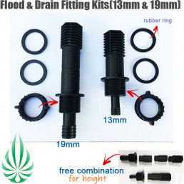 Flood Drain Tray System Flow Fitting Kit 13MM & 19MM Outlet
