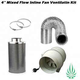 4"/100mm Single Speed Inline Fan Duct Carbon Filter Ventilation kit 