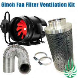 6" Inline Duct Fan With Speed Controller Filter Ventilation kit