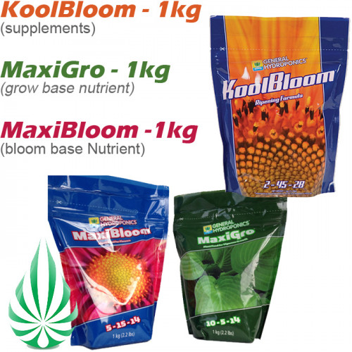General Hydroponics Maxi Grow & Bloom & Koolbloom  (Free Shipping)