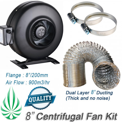 8" Duct Fan With Ducting Combo